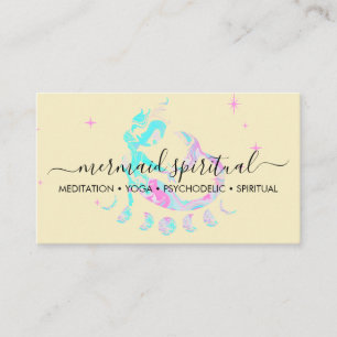 Carte De Visite Mermaid Jaune Lune Spirituel Zodiaque Ombre