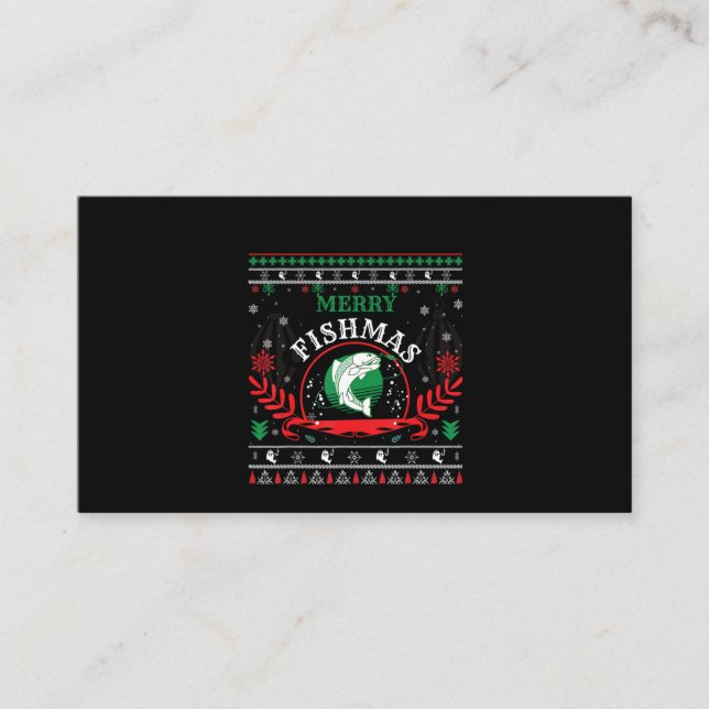 Carte De Visite Merry Fishmas Ugly Sweater Fishing (1.p (Devant)