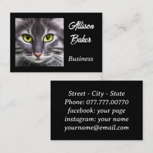 Carte De Visite Merveilleux portrait de chat en noir