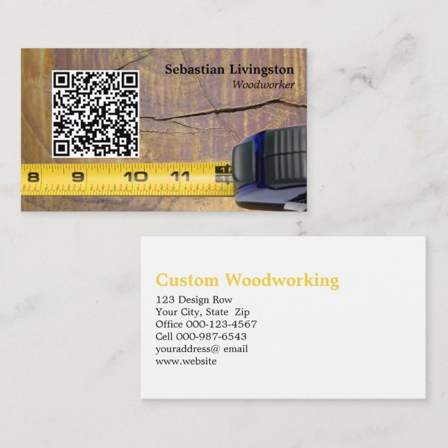 Carte De Visite Mesurer le code QR professionnel de travail du boi (Devant / Derrière)