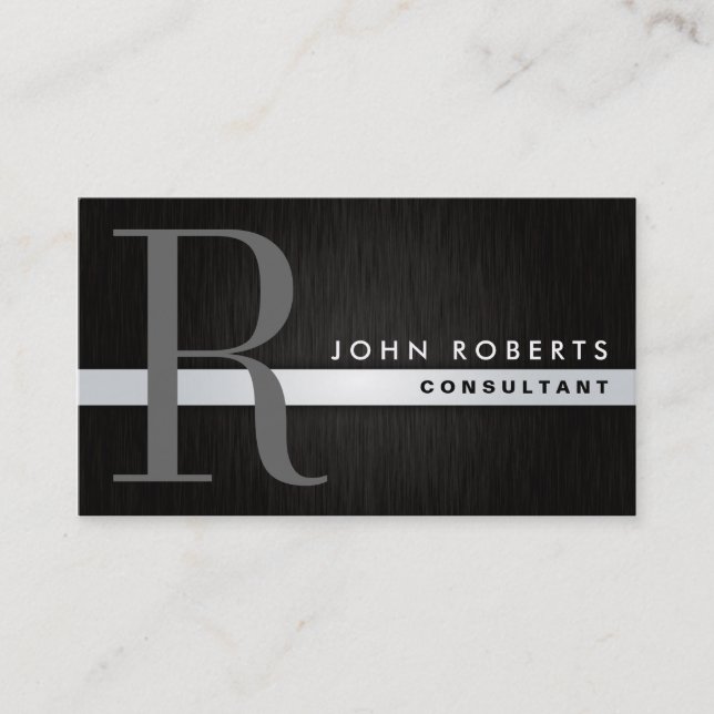 Carte De Visite Métal balayé moderne élégant de monogramme (Devant)