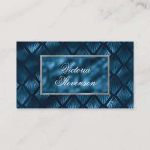 Carte De Visite Métal Bleu Élégant Moderne