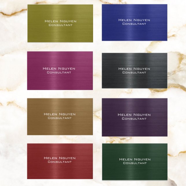 Carte De Visite Métal brossé vert acier inoxydable (Créateur téléchargé)