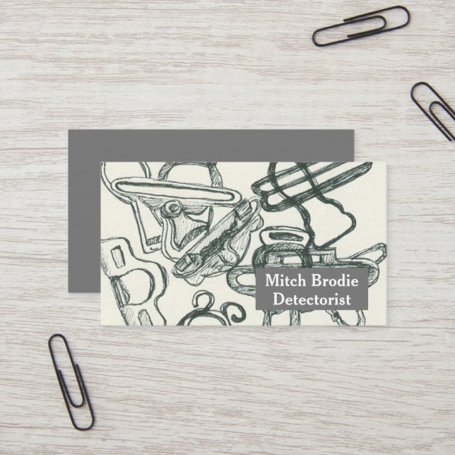 Carte De Visite Métal Détection des trésors reliques Clips suspens (Devant/Arrière en situation)
