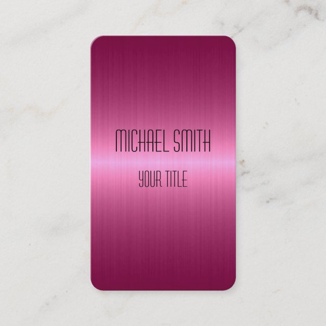 Carte De Visite Métal en acier inoxydable rose chaud (Devant)