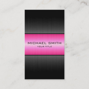 Carte De Visite Métal en acier inoxydable rose et noir