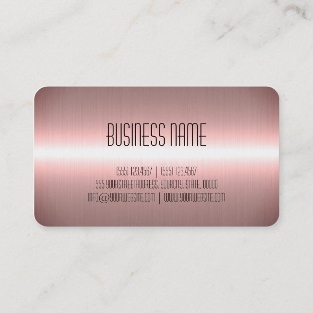 Carte De Visite Métal en acier inoxydable rose or (Dos)