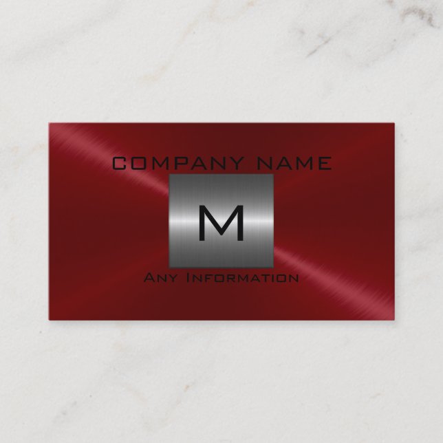 Carte De Visite Métal en acier inoxydable rouge (Devant)