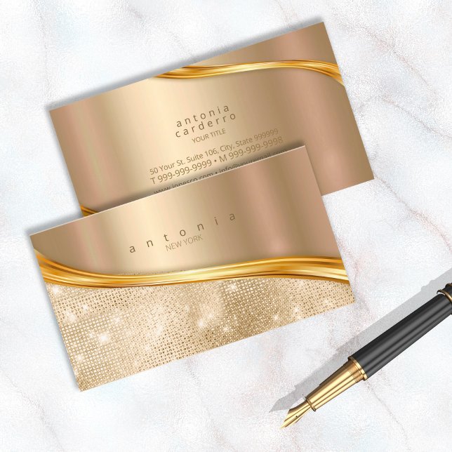 Carte De Visite Métal et Parties scintillant Wave Gold ID807 (Créateur téléchargé)