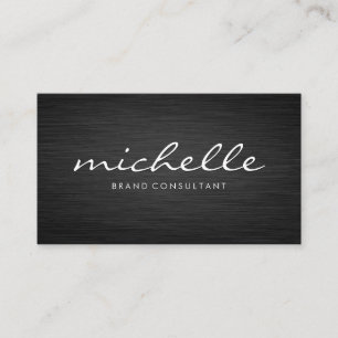Carte De Visite Métal foncé minimaliste   Texte cursif