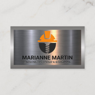 Carte De Visite Métal   Logo du Casquette dur de construction