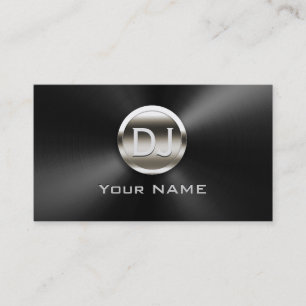 Carte De Visite Métal noir à la mode de monogramme de disc-jockey