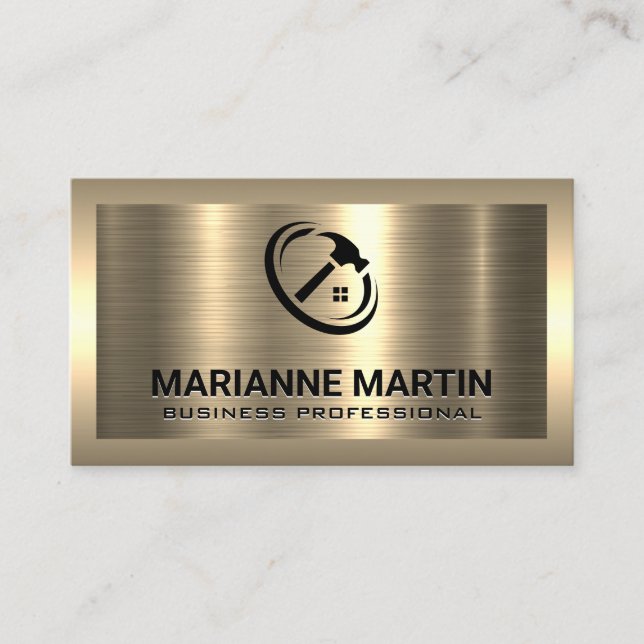 Carte De Visite Métal or | Home Marteau Logo Business (Devant)