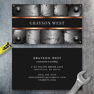 Carte De Visite Métal riveté industriel et cuivre