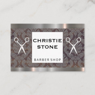 Carte De Visite Métal Trier Damask Shears Coiffeur