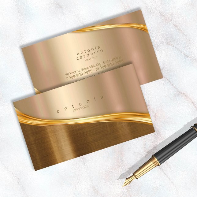 Carte De Visite Métal Wave Gold à deux tons ID806 (Créateur téléchargé)