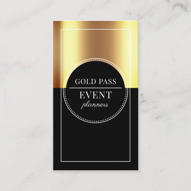 Carte De Visite Metallic Gold Black Event Planner (Devant)