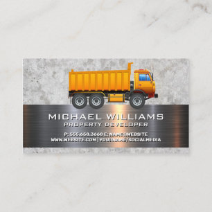 Carte De Visite Métallique Béton   Outils   Camion de construction