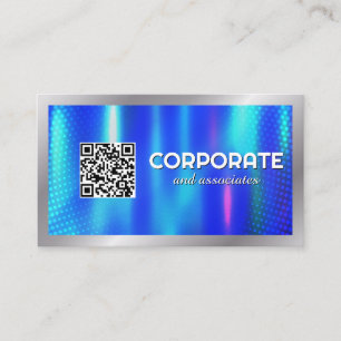 Carte De Visite Métallique bleue   Code QR   Entreprise