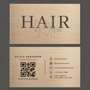 Carte de visite métallisée pour coiffeur avec QR c