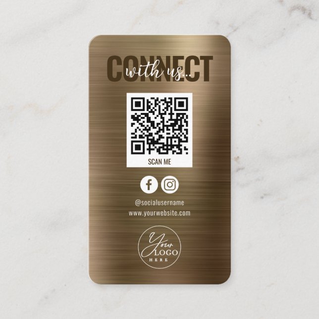 Carte De Visite Metallo Gold Connect avec les médias sociaux améri (Devant)