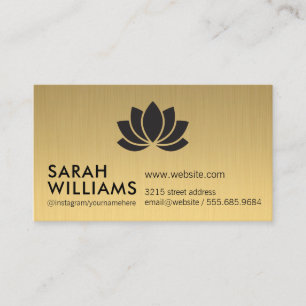 Carte De Visite Métallure d'or professionnel simple avec icône flo