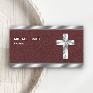 Carte De Visite Métallurgique Brown Jésus Christ Cross Pastor
