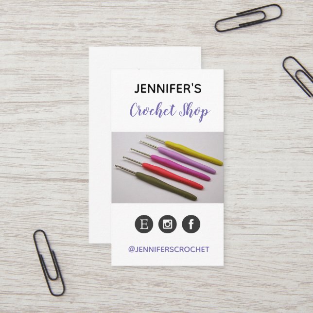 Carte De Visite Métier fait main de crochet de crochet (Devant/Arrière en situation)