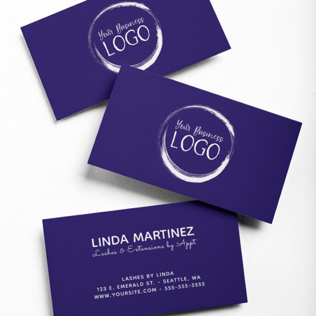 Carte De Visite Mettez Mon logo blanc sur le bleu marine (Put My White Logo On Navy Blue Business Card)