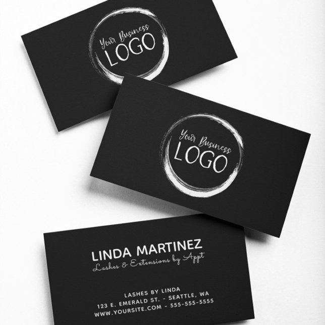 Carte De Visite Mettez mon logo blanc sur le noir (Put My White Logo On Black Business Card)