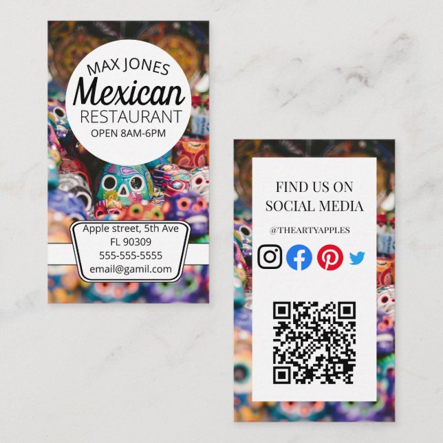 Carte De Visite mexicaine fruits deli marché plier artisanat (Devant / Derrière)
