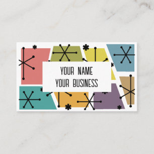 Carte De Visite Mi-siècle Moderne Pop Art Rétro Multicolore