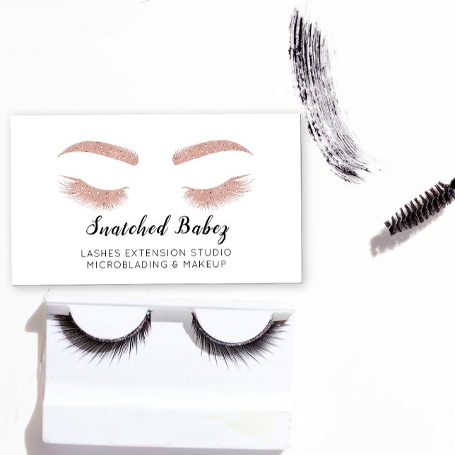 Carte De Visite Microblade Maqueup Eyelash Extension QR Code Blanc (Créateur téléchargé)