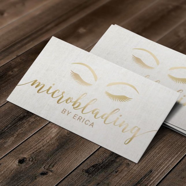 Carte De Visite Microblading Eyebrop Maquillage Artiste Gold Scrip (Créateur téléchargé)