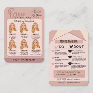 Carte De Visite Microblading Eyebrow Instructions pour les soins p