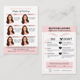 Carte De Visite Microblading Eyebrow Instructions pour les soins p