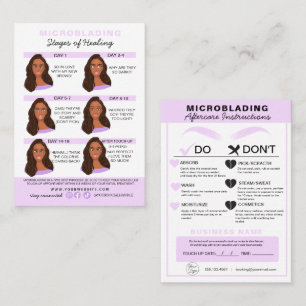 Carte De Visite Microblading Eyebrow Instructions pour les soins p