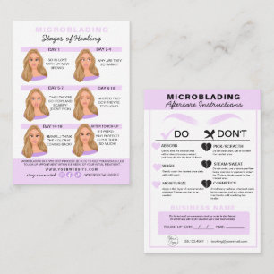 Carte De Visite Microblading Eyebrow Instructions pour les soins p