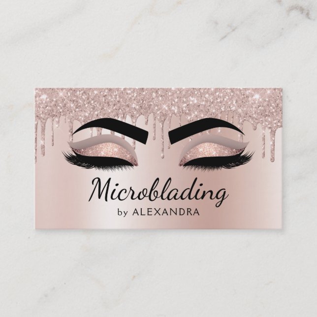 Carte De Visite Microblading Eyebrows Driving Parties scintillant  (Devant)