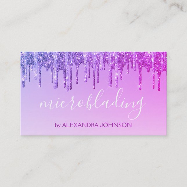 Carte De Visite Microblading Parties scintillant violet de luxe (Devant)