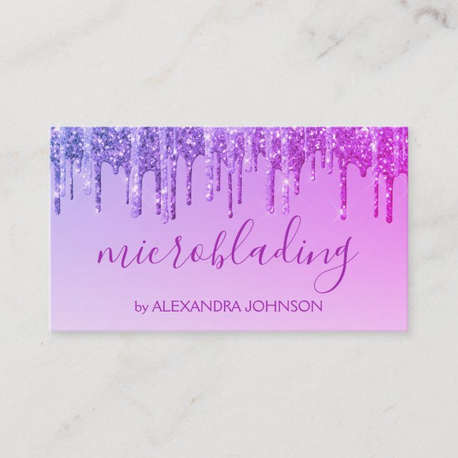 Carte De Visite Microblading Parties scintillant violet de luxe (Devant)