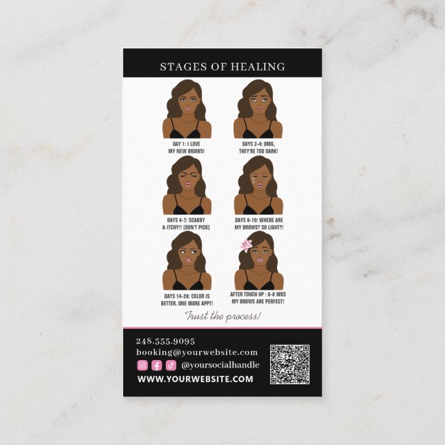 Carte De Visite Microblading post-soins et rappel de rendez-vous (Dos)