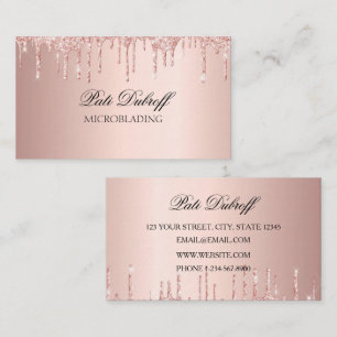 Carte De Visite Microblading Sourcils Fards Pailletés Rose Or Rose