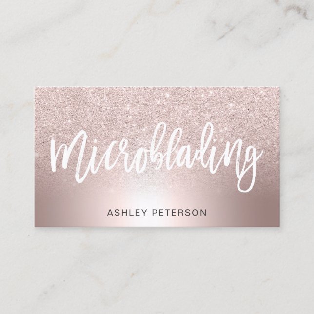 Carte De Visite Microbling Rose or parties scintillant ombre métal (Devant)