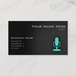 Carte De Visite Microphone bleu turquoise