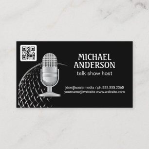 Carte De Visite Microphone Hôte Podcast Code QR