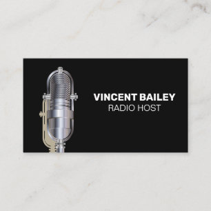 Carte De Visite Microphone métallique   Hôte radio   Podcast
