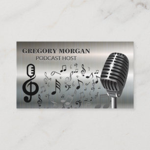 Carte De Visite Microphone / Podcaster Notes de musique