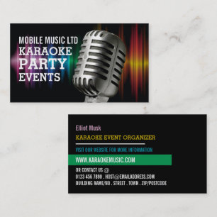 Carte De Visite Microphone Silver, Karaoke Event Organizer