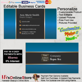 Carte De Visite Midnight Sapphire & Brushed Gold Obsidian Business